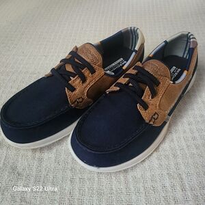 Skechers Go Walk Lite Goga Max Boat Shoes Navy & Tan – Women's 6